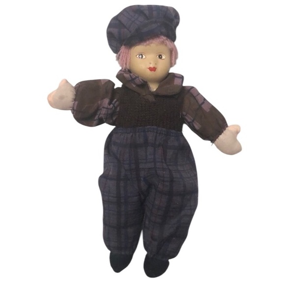 Vintage 8” Boy Porcelain Faced Doll - Picture 1 of 1